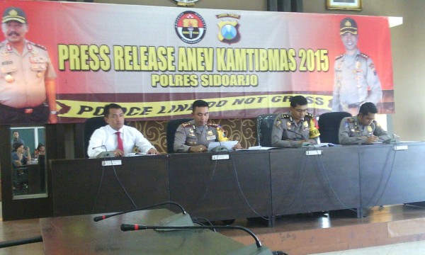 Kapolres Sidoarjo AKBP Muhammad Anwar Ibrahim saat press release Anev Kantibmas 2015